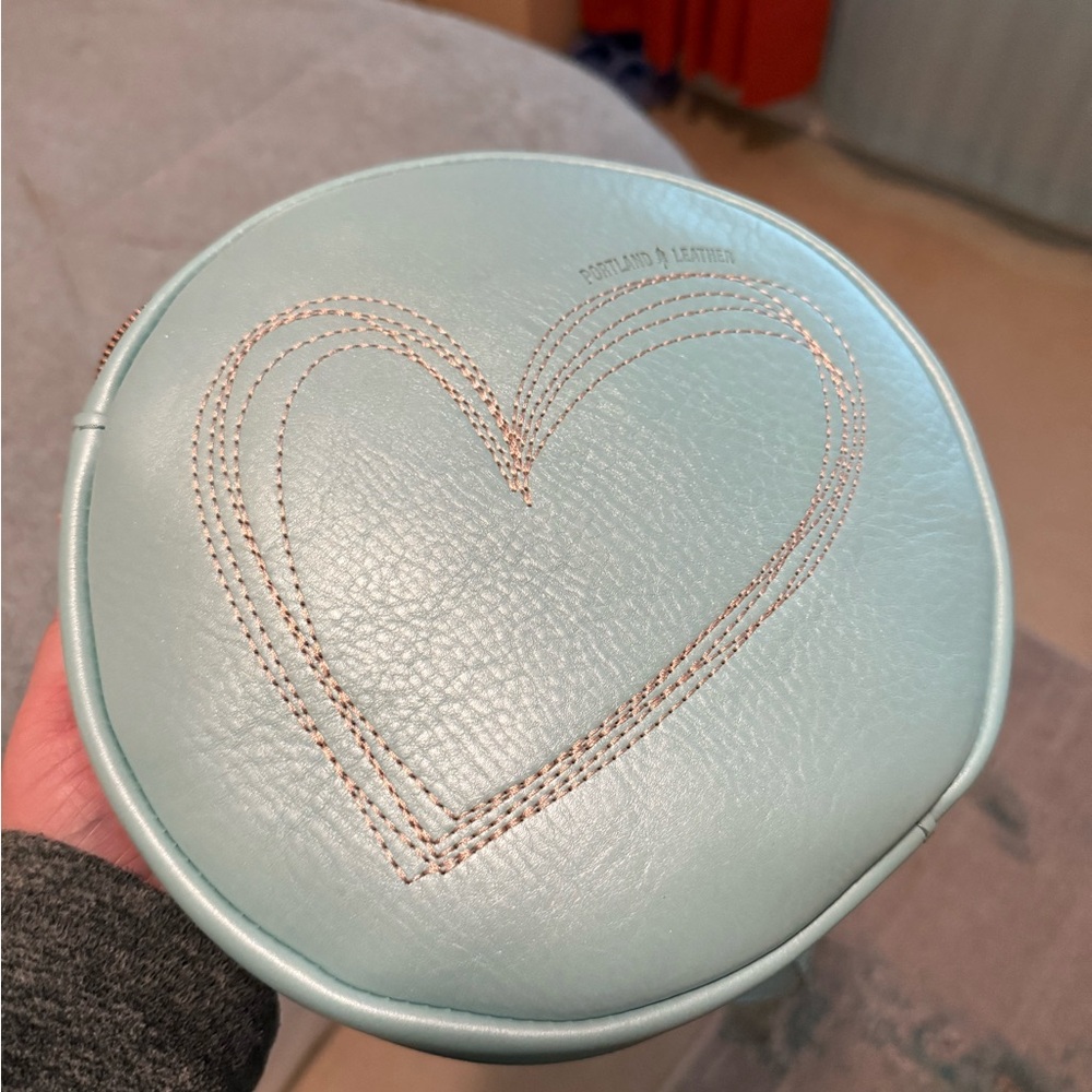 ***Limited Edition****Heart-Embroidered Portland Leather Large Circle Bag